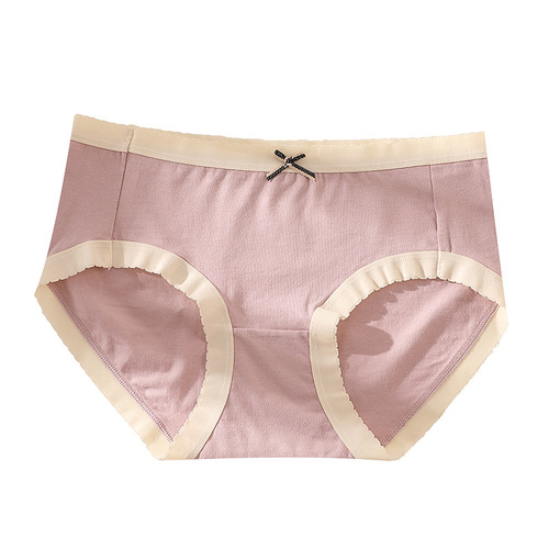 Women's underwear pure cotton underwear original solid color girls underwear mid-waist cotton crotch breathable comfortable briefs wholesale