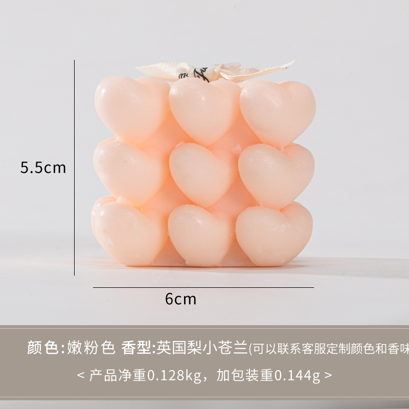 Amor cubo de balsamosa vela de regalo de San Valentín, estilo creativo artesanal en decoración interior vela