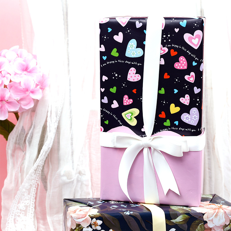 Transfronterizo Amazon nuevo romántico día de San Valentín papel de regalo 80g papel estucado papel de regalo de doble cara