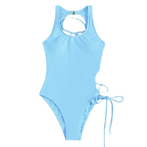 2024 New Sexy European and American Solid Color Strappy Swimsuit Women's Foreign Trade Triangular Belly Covering Beach Bikini Swimwear Wholesale