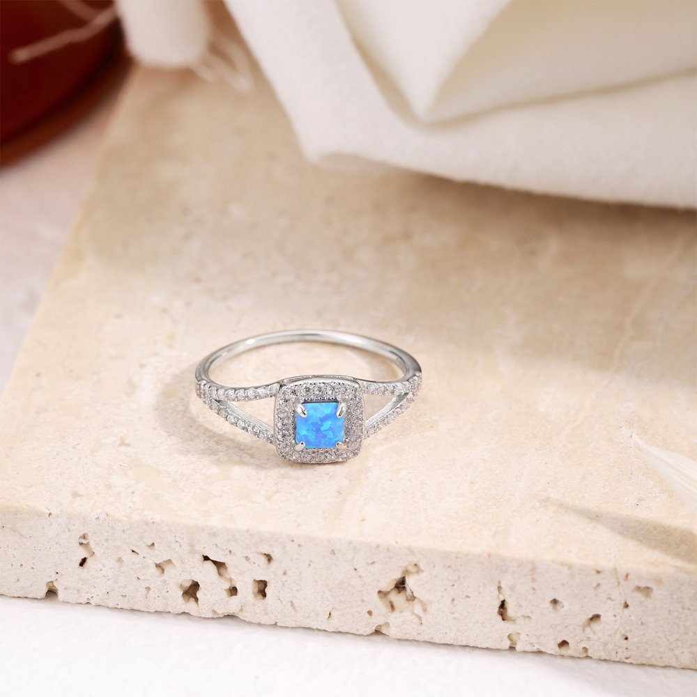 Fashion Geometric Sterling Silver Inlay Zircon Rings 1 Piece