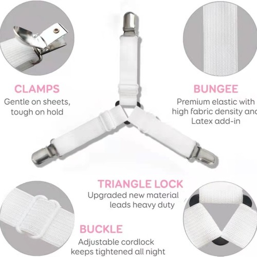 Three-Head Bed Sheet Fixer Mattress Anti-Slip Clips Bedspread Fixing Clips Anti-Run Elastic Band Bed Clips
