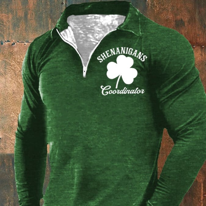 2023 Cross-borDer ExporT Men's POLO Irish Clover 3D PrinTeD ST. PaTrick's Day SweaTshirT T-shirT for Men