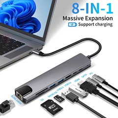TYPE-C ギガビット ネットワーク カード拡張ドック 8 イン 1 usbhub ハブ HDMI 拡張ドック多機能エクステンダー