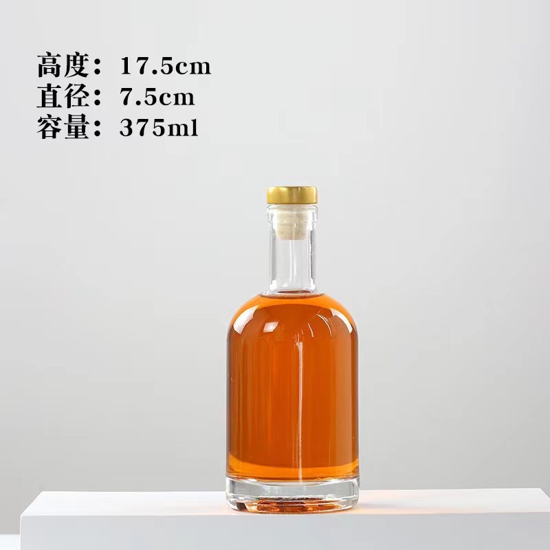 Botella de vodka transparente de 100ml botella de vino de fruta botella de vino medicinal botella de vino dividida l boca de seda 375ml botella de vino transfronteriza