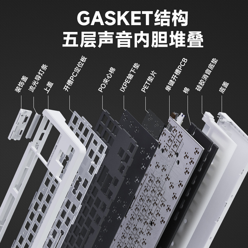 Lingbao K87pro カスタマイズされたメカニカル キーボード ワイヤレス Bluetooth 3 モード サイド彫刻フルキー ホットスワップ可能なガスケット構造|undefined