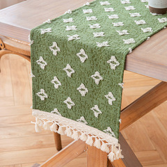 星星剪花桌旗美式田園風棉質長條桌布蓋巾鋼琴蓋布溫暖氛圍床尾巾