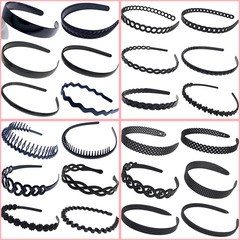 68 Items Simple Plastic Glossy Black Spray-toothed Fixed Hair Clips Hair Accessories