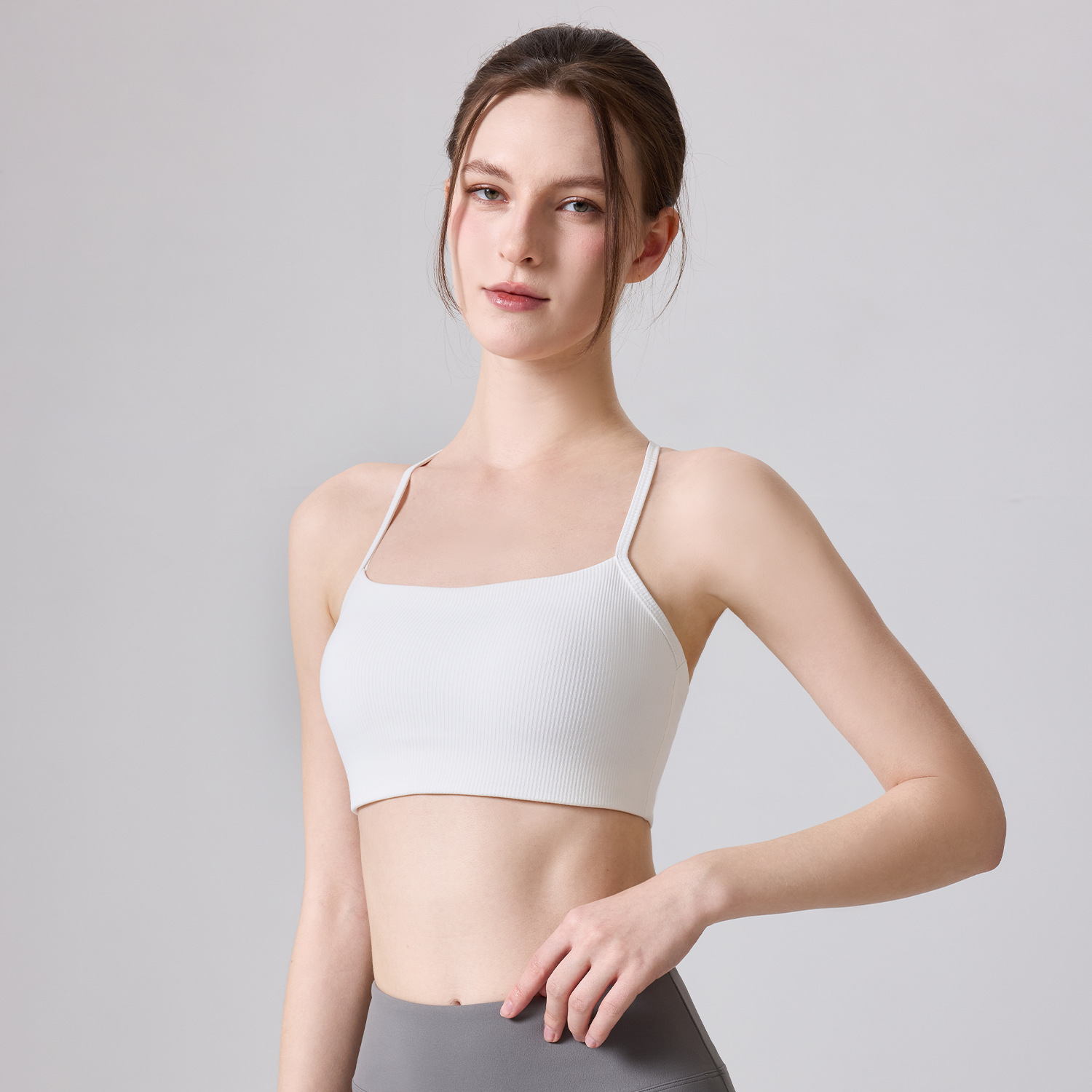 Verano sensación de desnudez fija taza delgada cintura de hombro cojín de pecho ropa interior deportiva cruzada belleza de espalda chaleco de yoga antichoque correas