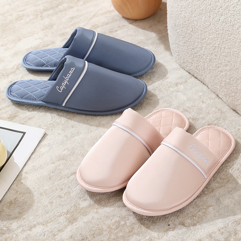 Maillard silk home slippers Four Seasons Japanese style light luxury couple indoor non-slip soft bottom slippers for men and women Office