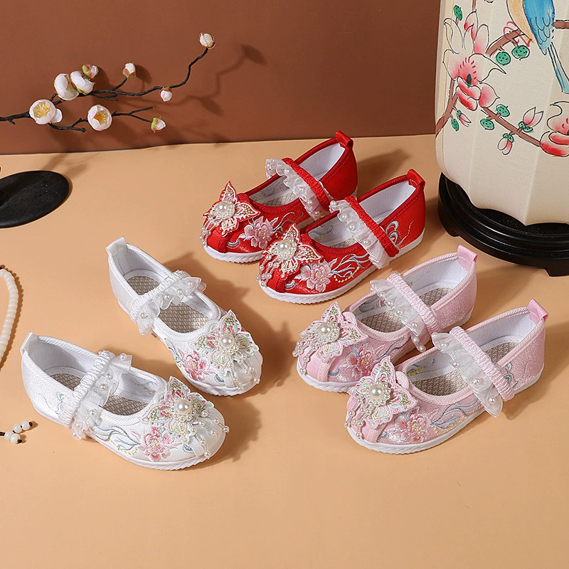 Новые тканевые туфли для девочек, детские туфли с вышивкой, старинные туфли, старые традиционные тканевые туфли Пекина, детская обувь, туфли принцессы для малышей династии Хань.