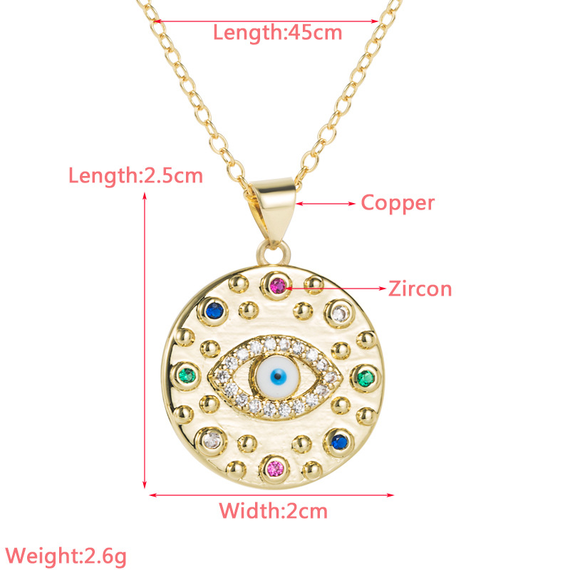 Fashion Round Eye Copper Pendant Necklace Zircon Copper Necklaces