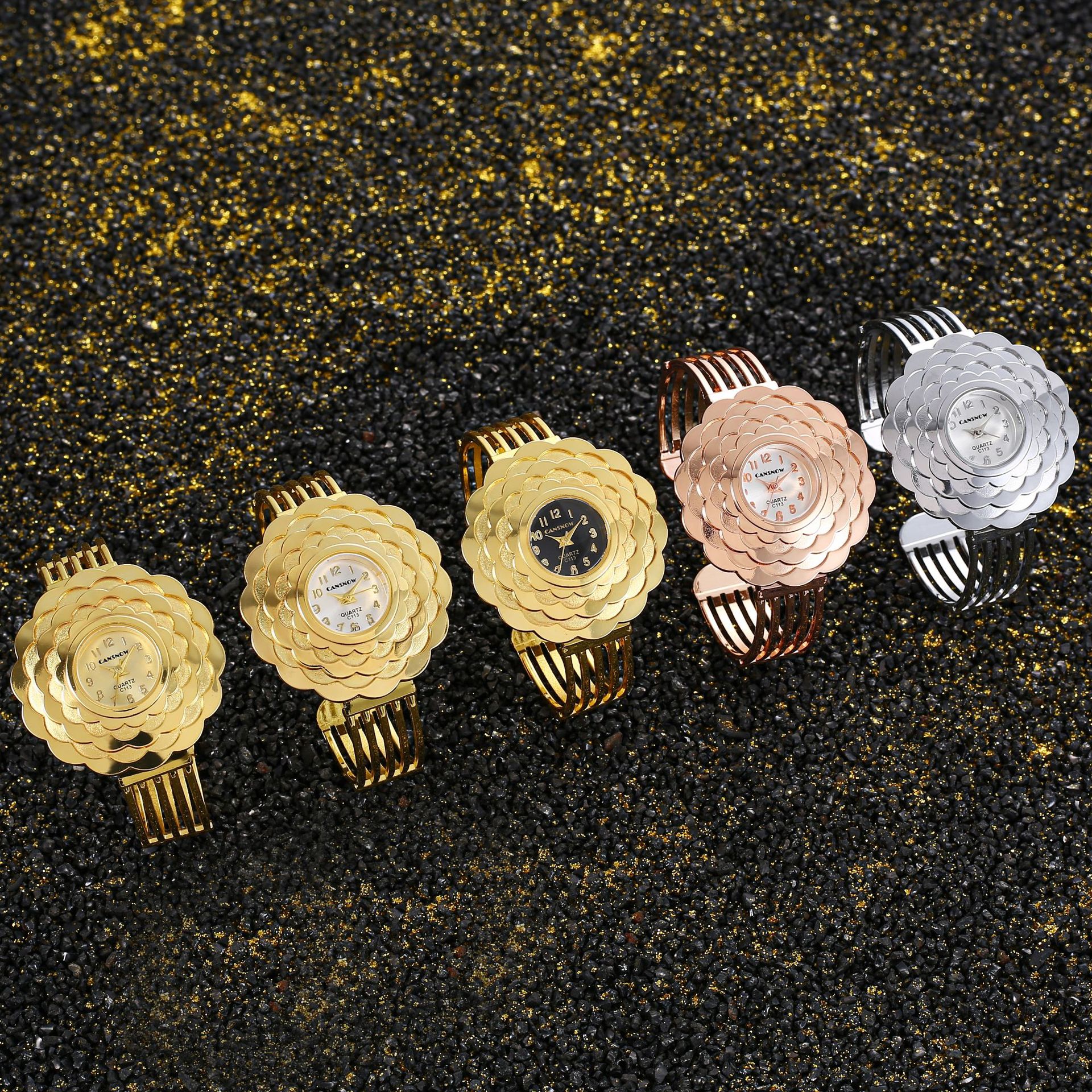 Casual Occasion Retro Classic Style Geometric Opening Alloy Strap Quartz Watch