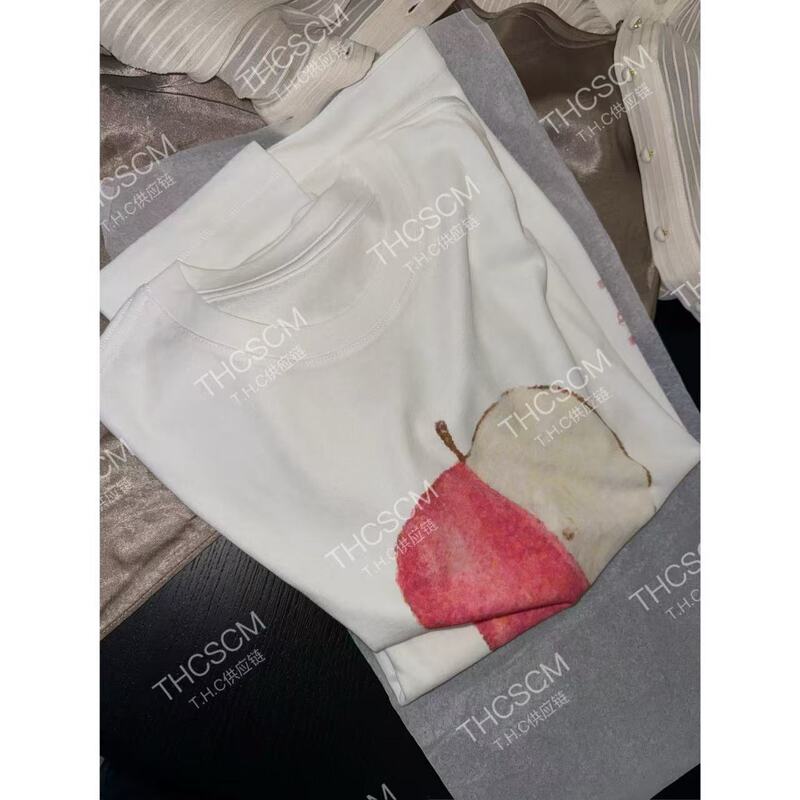 26 Early Spring New Style Skin-Feel Linen Cotton Air Enzyme Wash Santa Claus Apple Print Oversized Long-Sleeve Shirt