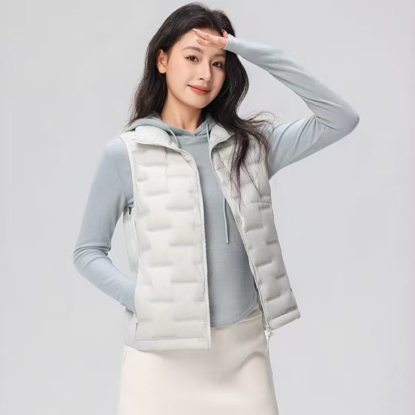 Pinghu chaqueta de pluma de mujer chaleco 90 lana nuevo tipo ligero otoño y invierno de moda casual abrazadera de caballo universal chaleco cálido abrigo