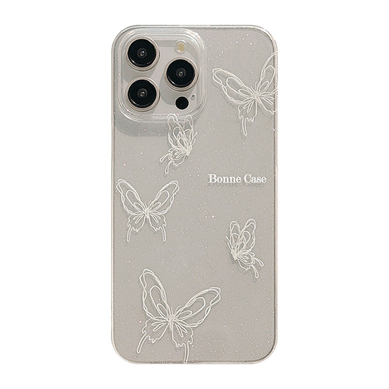 【塔下】唯美蝶リンゴ16携帯ケース14シンプルiphone15 promaxフラッシュ粉11適用12|undefined