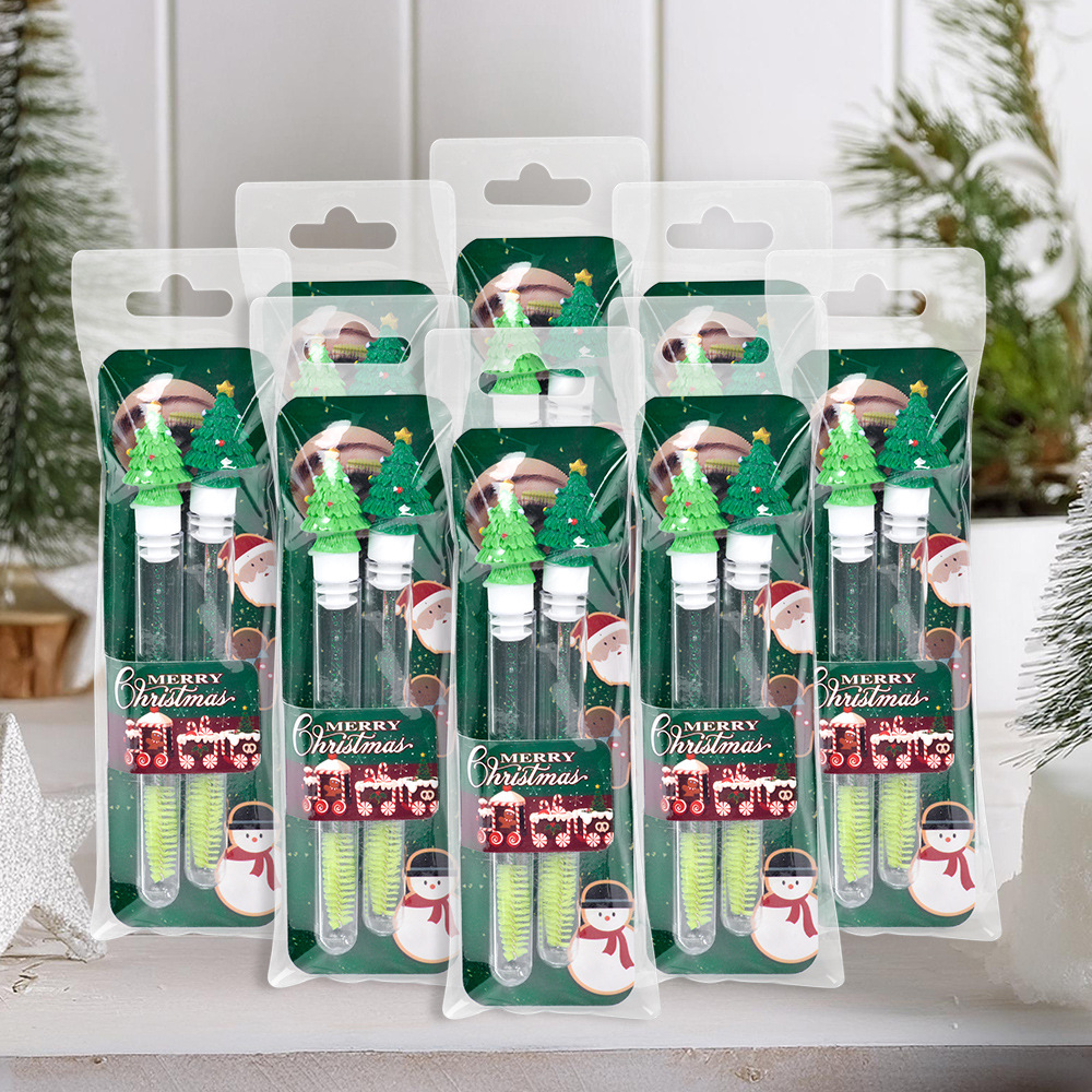 Christmas Exclusive Christmas Tree Eyelash Brush Tube-Packed Eyelash Brush Portable Individually Packaged Eyelash Comb Makeup Eyebrow Brush