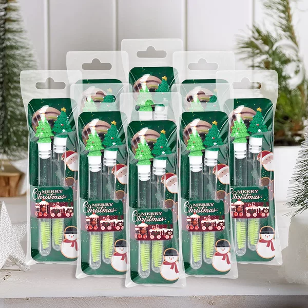 Christmas Exclusive Christmas Tree Eyelash Brush Tube-Packed Eyelash Brush Portable Individually Packaged Eyelash Comb Makeup Eyebrow Brush