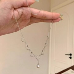 フレンチレースパールネックレス、ヴィンテージ、絶妙な気質、多用途、2025ライトラグジュアリー、ハイエンド鎖骨チェーン