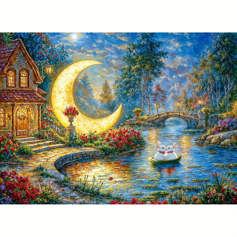 2026 New Cross-Border Dropshipping River Moonlight Puzzle Thick Puzzle Game Cross-Border Dropshipping