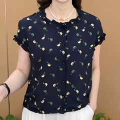 圆领花边设计洋气妈妈装气质百搭休闲短袖套头衫上衣天