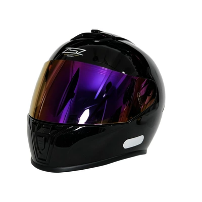 Motosiklet kaskı (dəbilqə) — all seasons, safety helmet for riding - glossy-black-dazzling-mirror-s-55-56