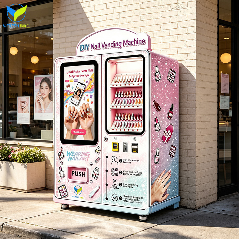 Smart Touchscreen Device Nail Art Vending Machine 24H 3D Painted Wearable Nails Commercial Vending Machine