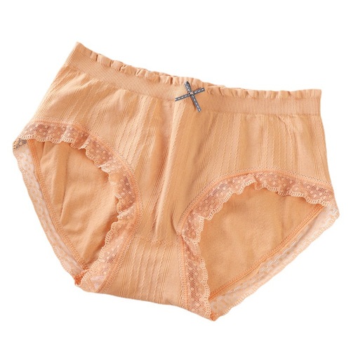 Japanese new girls' mid-waist underwear, sweet one-piece lace edge breathable pure cotton temperature-changing comfortable briefs for women