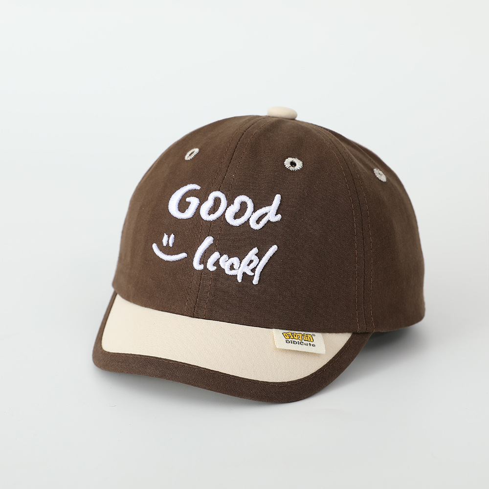 Sombrero de letras bebé buena suerte primavera y otoño corto bordes suaves para niños gorra gorra