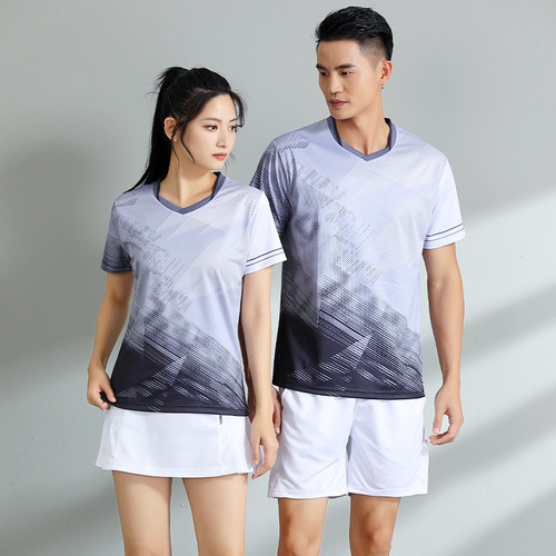  Badminton Set Sports Training Team Table Tennis Uniform Short-Sleeve Unisex Kids New Quick-Dry Printed Group Purchase