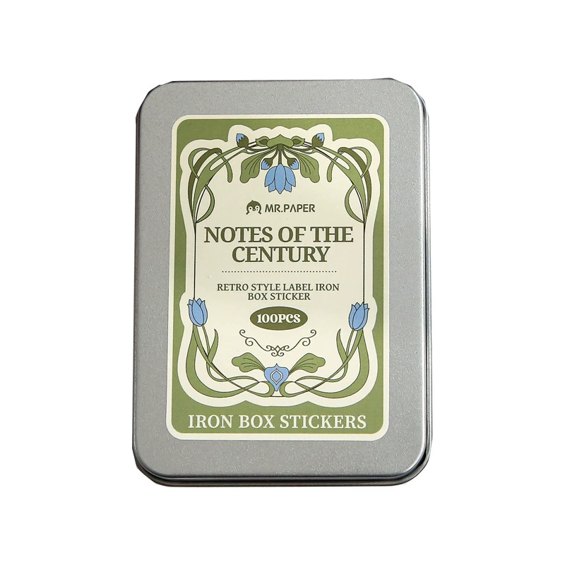 Стикеры на коробке Mr. Paper Iron Box Century Notes Серия с ретро темой Блокнот для DIY декоративная основа Стикеры 100 штук
