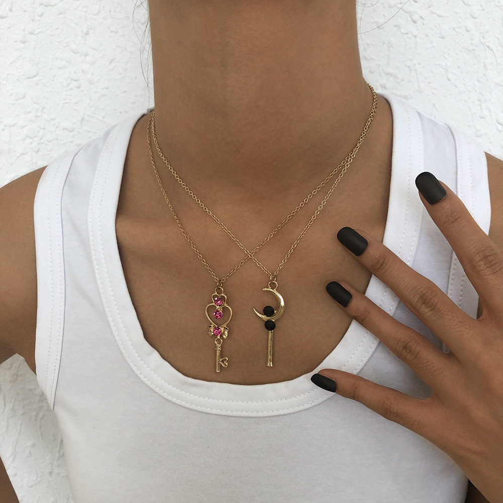 fashion magic wand moon diamond necklace wholesale Nihaojewelry