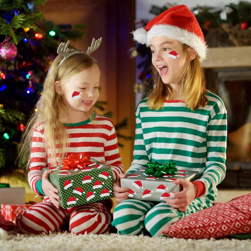 500 ステッカー/ロールクリスマスホリデーキャンディギフトステッカー装飾クリスマス帽子粘着シールステッカー|undefined