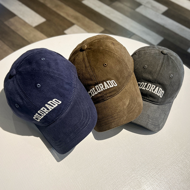 Hat American Retro Simple Embroidered Letter Baseball Hat Women's Matte Texture Soft Top Versatile Face Showcasing Little Duck Tongue Hat Men's Trend_voghion.com