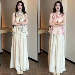 2025年夏季新款苎麻无袖新中式国风防晒宽松夏上新套装女
