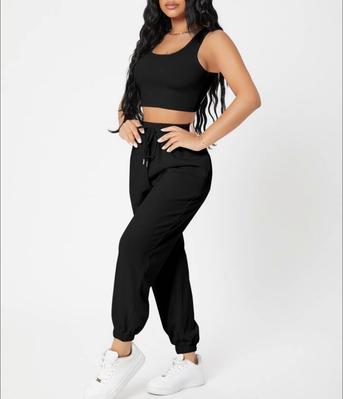 490g Weight Sleeveless Sleeve Length Polyester Fabric Type Pants Sets Sets Type 2 Pieces Set Quantity Casual, Daily Occasion Round Neck Neckline Breathable Function Skinny Fit Type Solid Color Pattern Summer Season Women's Gender Streetwear, Sport Style Style Women's Streetwear Sport Style Solid Color Polyester Round Neck Tracksuit 34