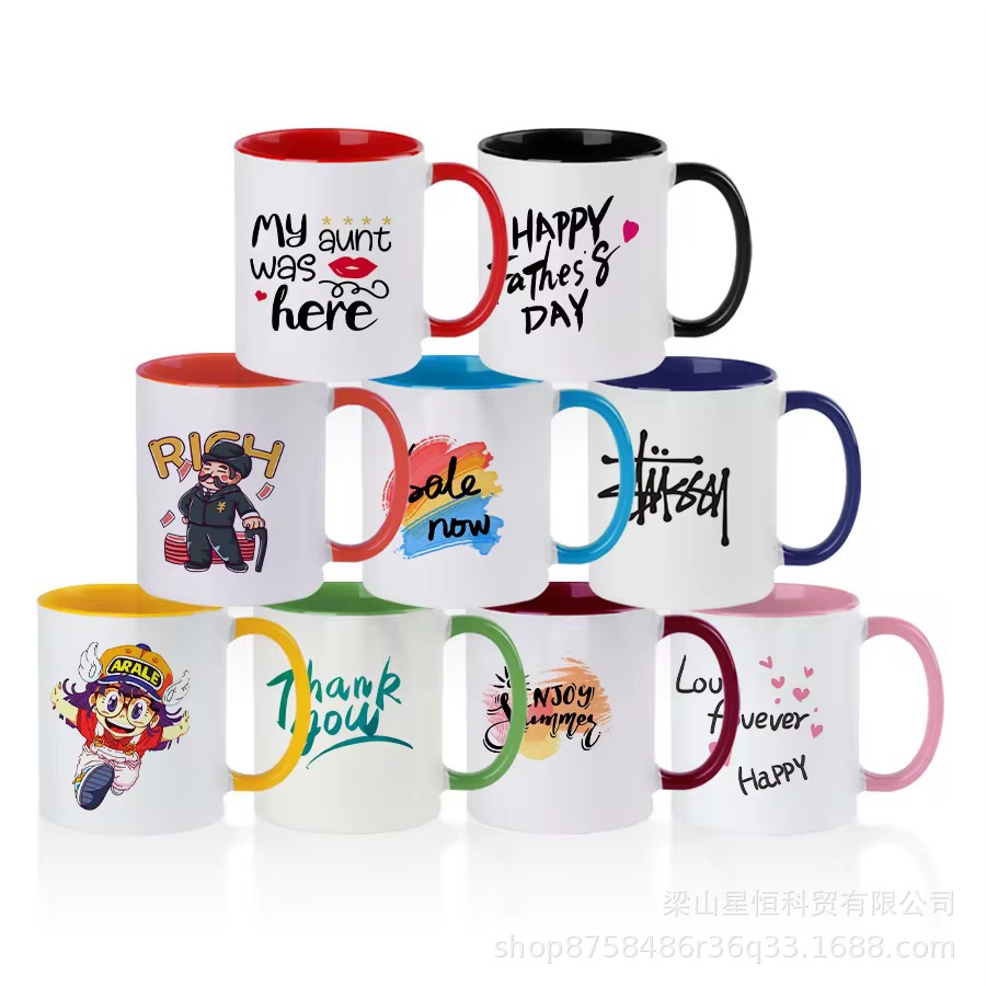 Tazas de transferencia térmica tazas de cerámica recubiertas logotipo simple regalos transfronterizos comercio exterior al por mayor tazas de cerámica tazas de agua
