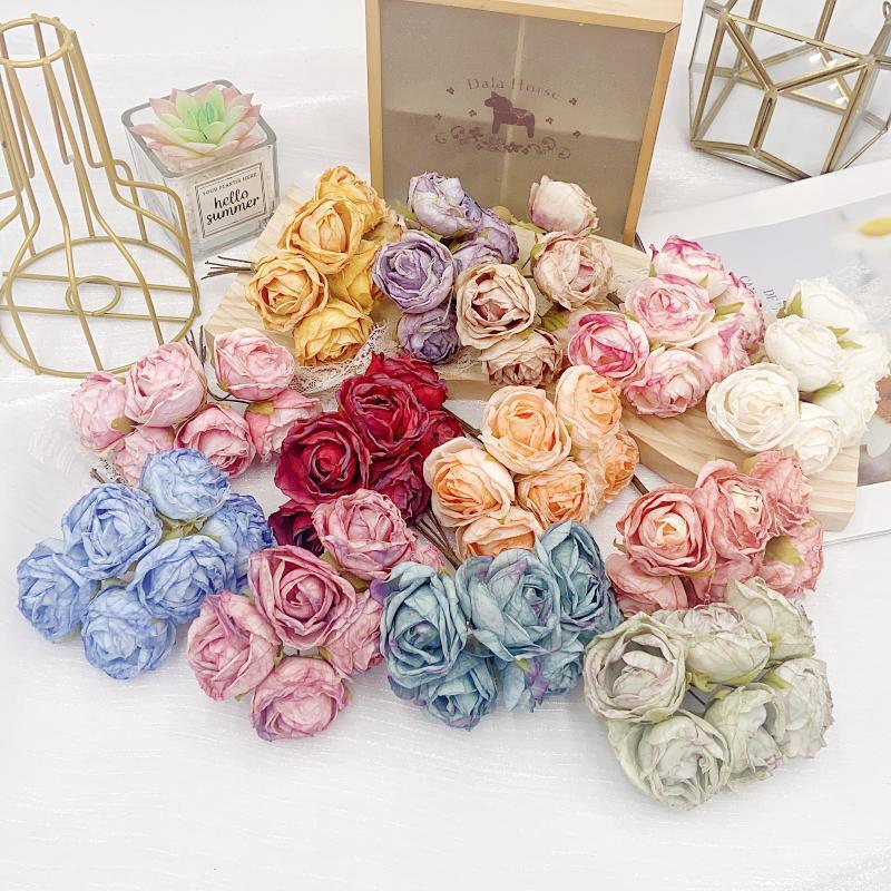 10cm Small Bouquet Rose Head DIY Handmade Accessory Material Artificial Flower Bouquet Wedding Celebration Event Decor