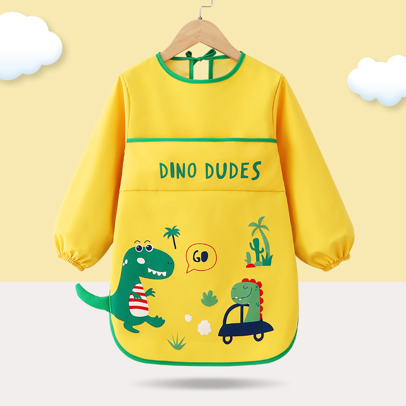 Pintura infantil mono bebé comiendo babero sin mangas impermeable reverso vestir pintura arte kindergarten manga larga babero