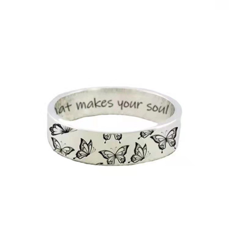 Street Occasion Alloy Material Butterfly Pattern 1 Piece Butterfly Rings Alloy Unisex Simple Style Rings