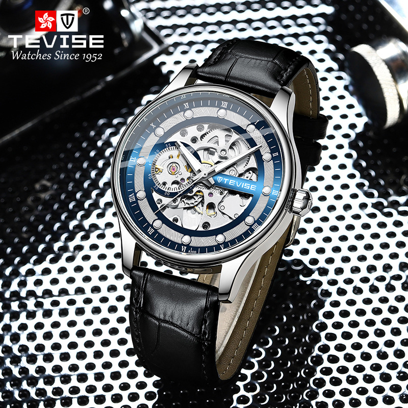 TEVISE teweys reloj mecánico hueco de los hombres de la correa de reloj de moda impermeable de los hombres reloj mecánico T836D