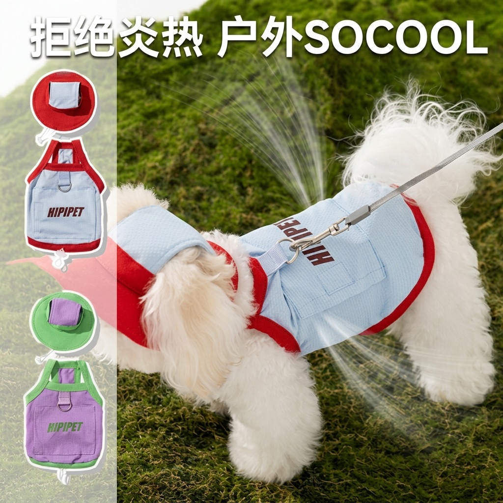 Primavera y verano perros tracción bolsa de hielo sandalias chaleco gato ropa de perro pequeño y mediano que oso ropa de mascota