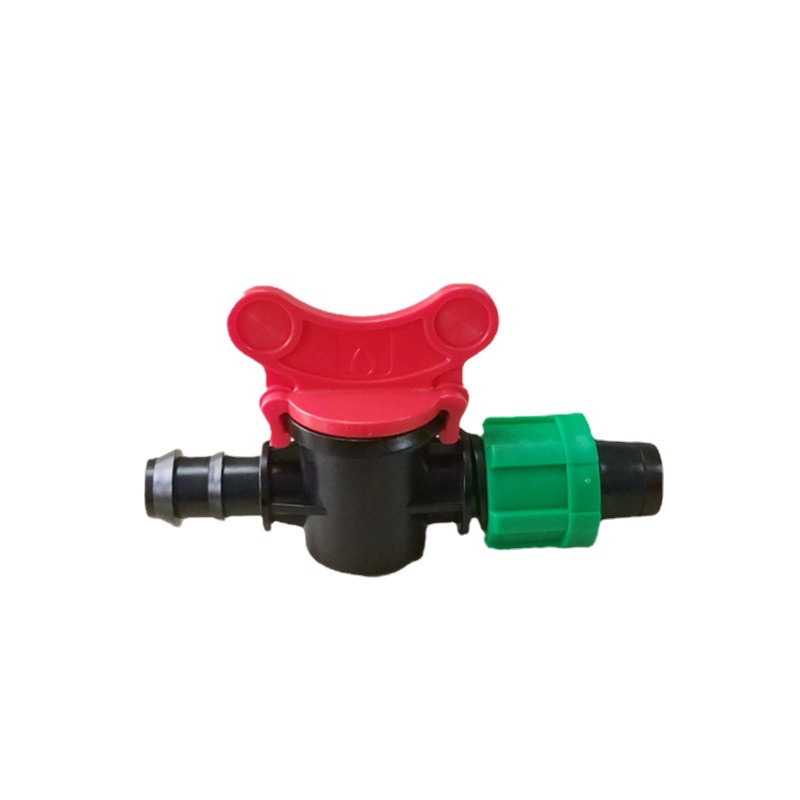 Válvula Recta con Bloqueo para Cinta de Goteo 16mm de Conexión Simple