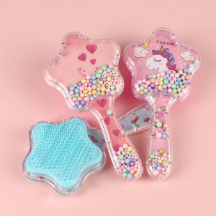Five-Pointed Star Comb, Cute Girly Heart Portable Comb, Transparent Cartoon Children's Anti-Knot Magic Smoothing Hairdressing Comb