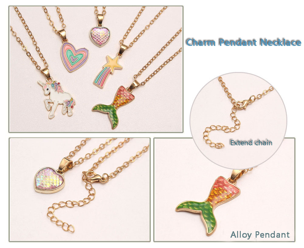 18g Weight Necklace Classification Alloy Material Kid'S Gender Fashion Style Rainbow  Chain Dripping Alloy Pendant Children's Necklace Jewelry 5