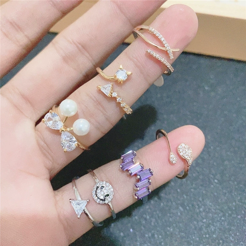 Серебряное кольцо с цирконами, корейский стиль, микро‑паве, золотистый оттенок