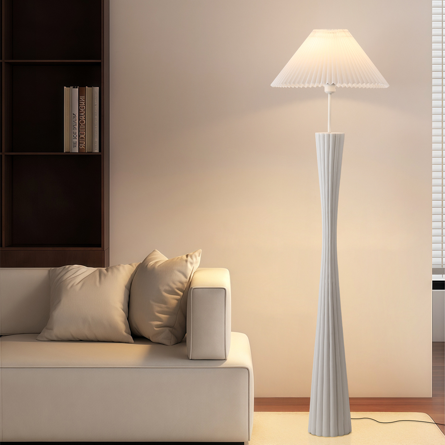 Luz de piso estética de la dinastía Song pequeña lámpara de piso de cintura sofá sala de estar atmósfera lámpara de cama vertical lámpara Zhongshan 522L