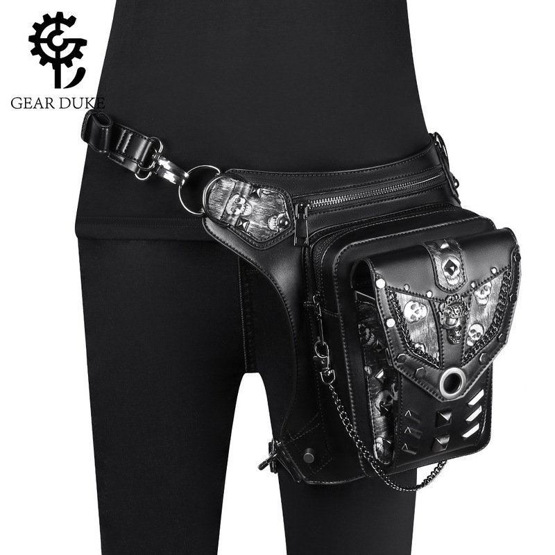 Amazon New Bag Women's European and American Punk Chain Bag Skull Motorcycle Women's Shoulder Crossbody Bag Men's Waist Bag