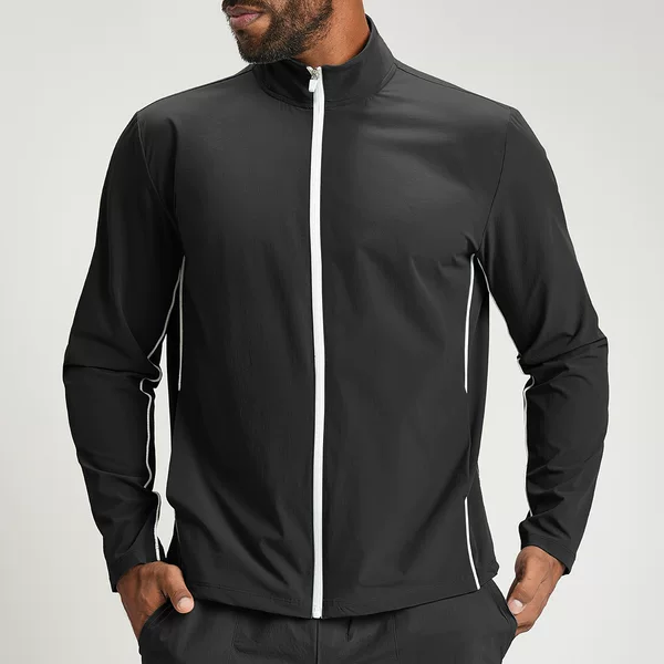 Cross-Border Men's Recycled Eco-Friendly Color-Blocking Breathable Quick-Dry Zip-Up Stand Collar Sports Casual Outdoor Fitness Jacket 1158