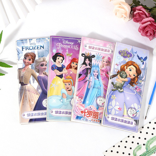 Watercolor Note Pad with Watercolor Paints, Disney Storybook for Young Children, Princess Water Painting Coloring Book